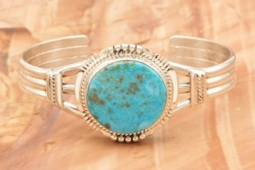 Native American Jewelry Kingman Turquoise Sterling Silver Bracelet
